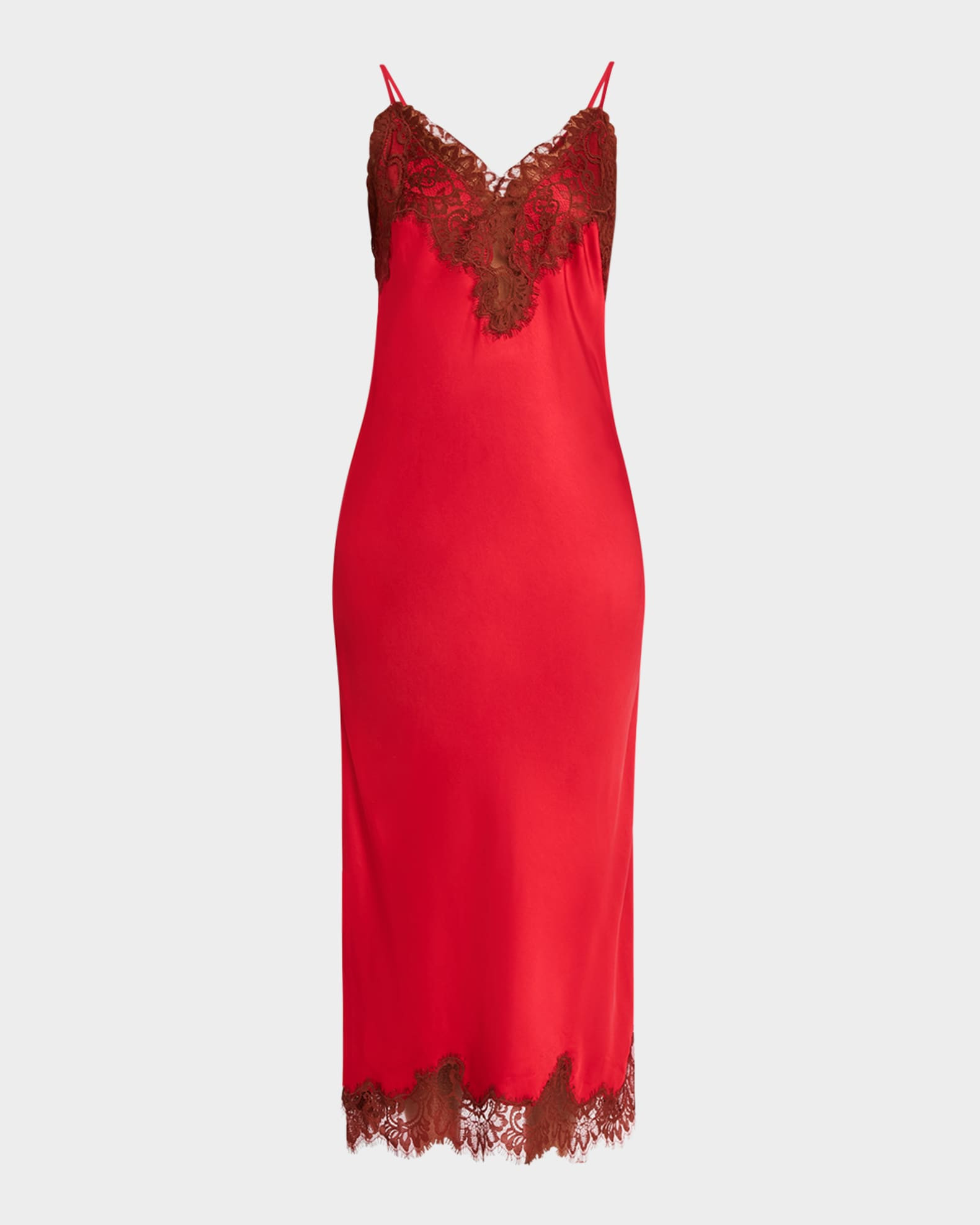 A.L.C. Lennon Satin Lace Slip Dress | Neiman Marcus