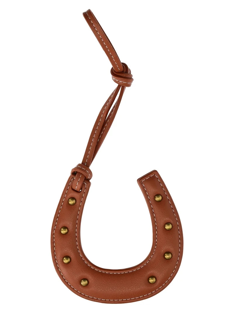 No Boundaries Women's Faux Leather Horseshoe Bag Charm, Brown | Walmart (US)