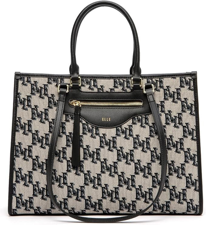 ELLE Women's Monogram Large Tote Bag | Pro Look, 13" Laptop, Daily Commute | Amazon (US)