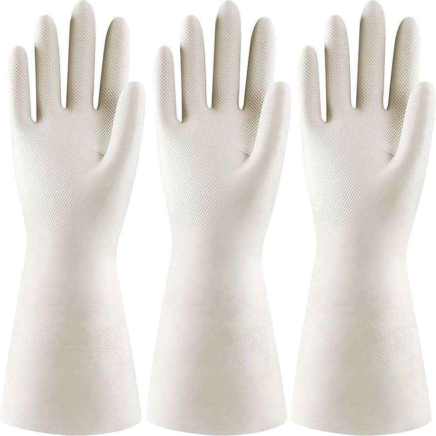 3 Pairs Dishwashing Gloves for Kitchen with Flocked Cotton Liner - 13" Reusable Cleaning Gloves M... | Amazon (US)