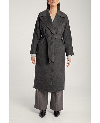 Women's Pure Cashmere Wrap Belted Midi Coat | Macy's