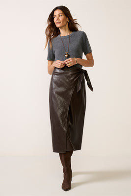 LNA Women's Vegan Wrap Skirt, Size XS, Brown | Evereve