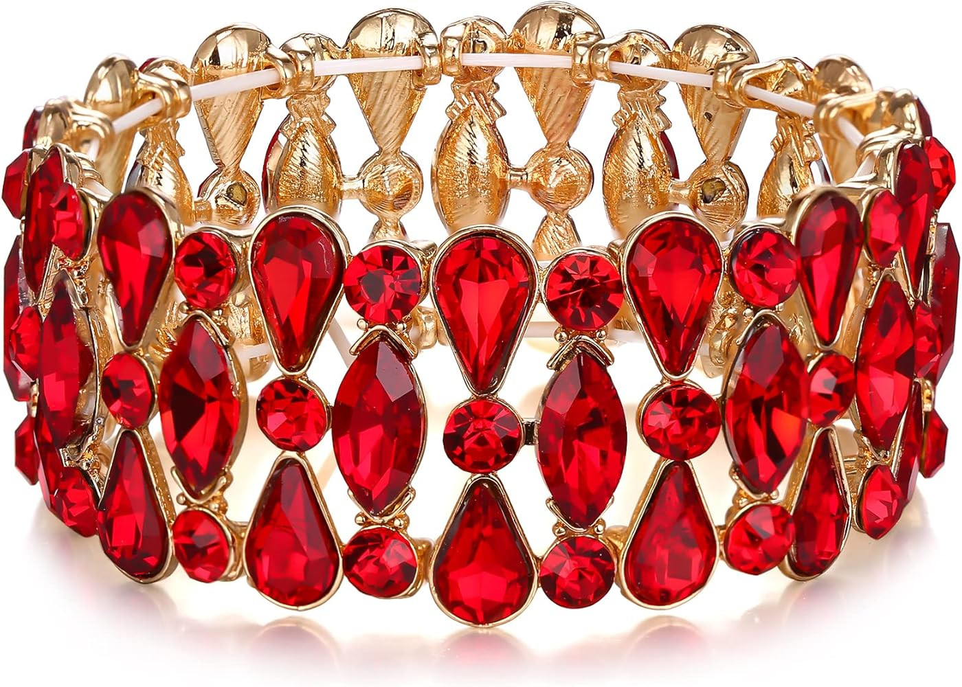 BriLove Wedding Bridal Teardrop Rhinestones Cluster Stretch Bangle Bracelet for Bride | Amazon (US)