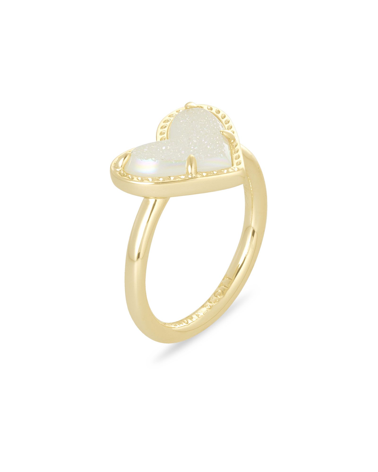 Ari Heart Gold Band Ring in Light Blue Magnesite | Kendra Scott