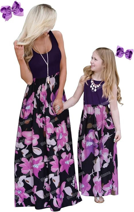 Mommy and Me Boho Floral Family Matching Maxi Dress with Pocket for Mother's Day… | Amazon (US)
