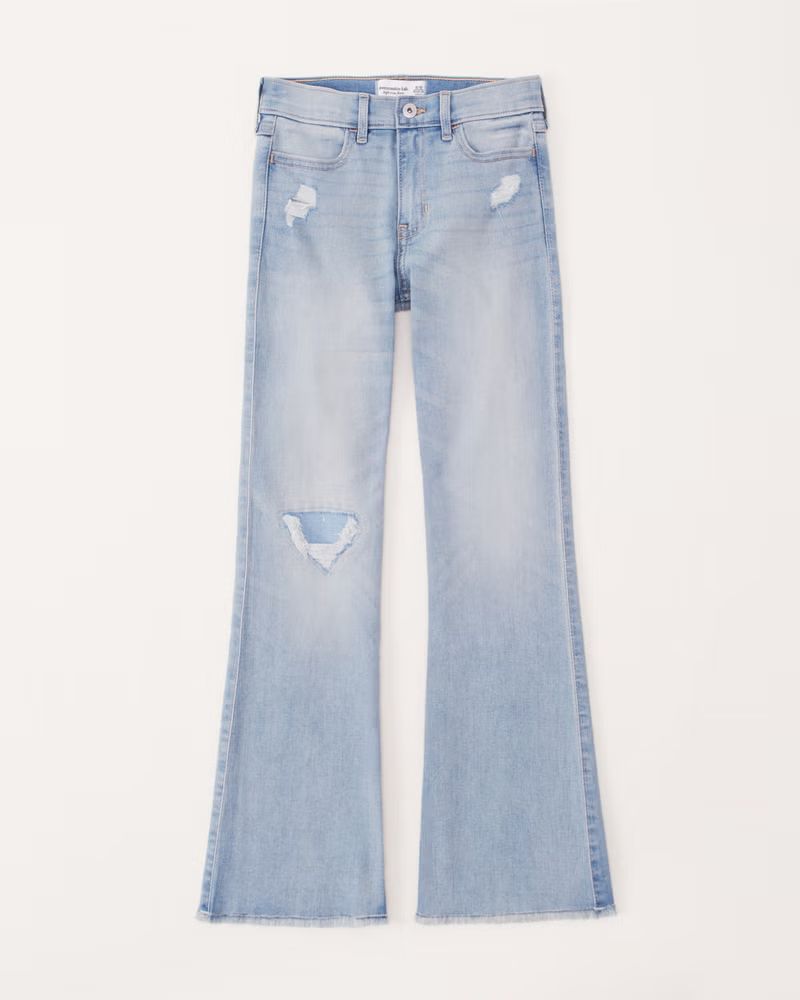 girls high rise flare jeans | girls bottoms | Abercrombie.com | Abercrombie & Fitch (US)