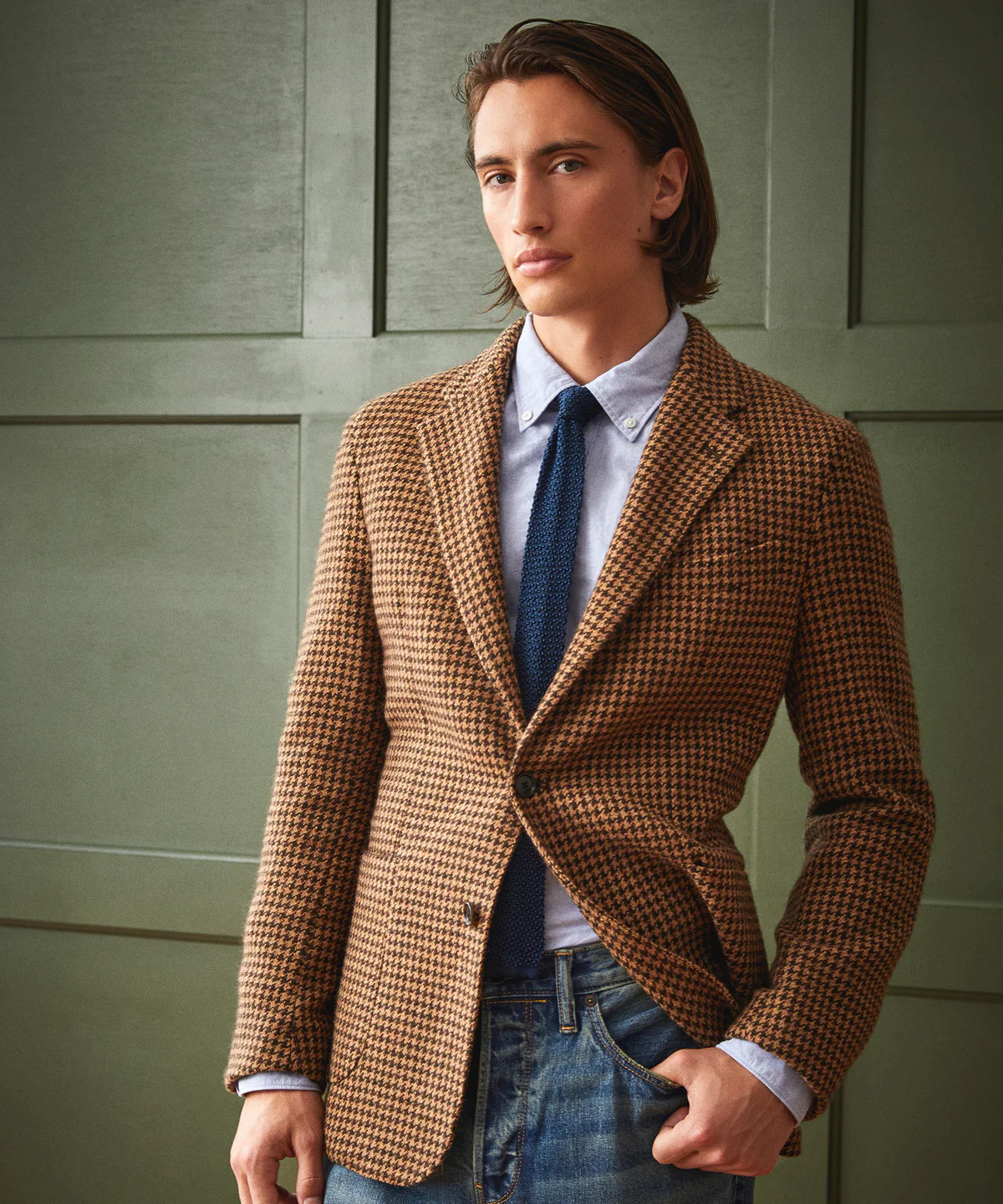 Italian Madison Sport Coat in Brown Houndstooth | Todd Snyder