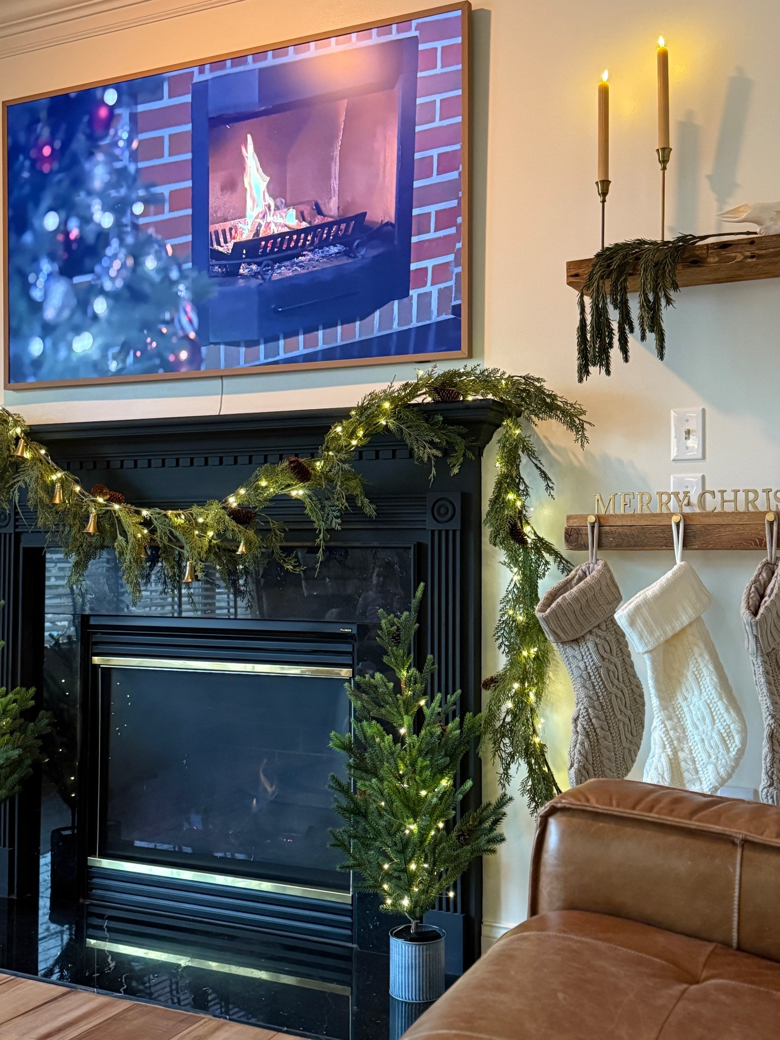 Christmas + greenery 🌲

Christmas decorations / faux greenery / fireplace / stockings / tv / Christmas tree / living roomm

#LTKCyberWeek #LTKHoliday #LTKHome