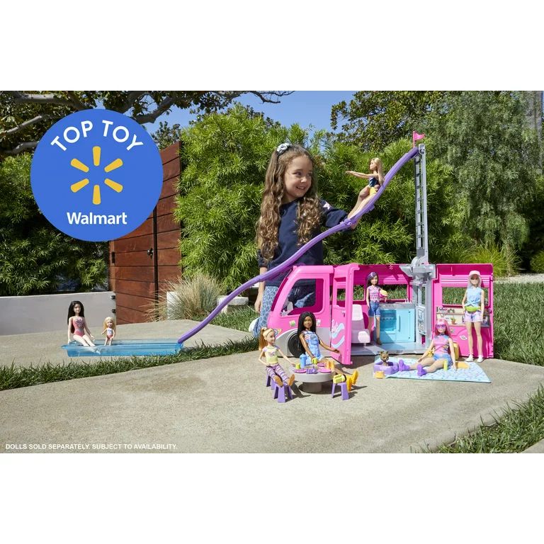 Barbie DreamCamper Vehicle Playset with 60 Accessories Including Pool and 30-inch Slide | Walmart (US)