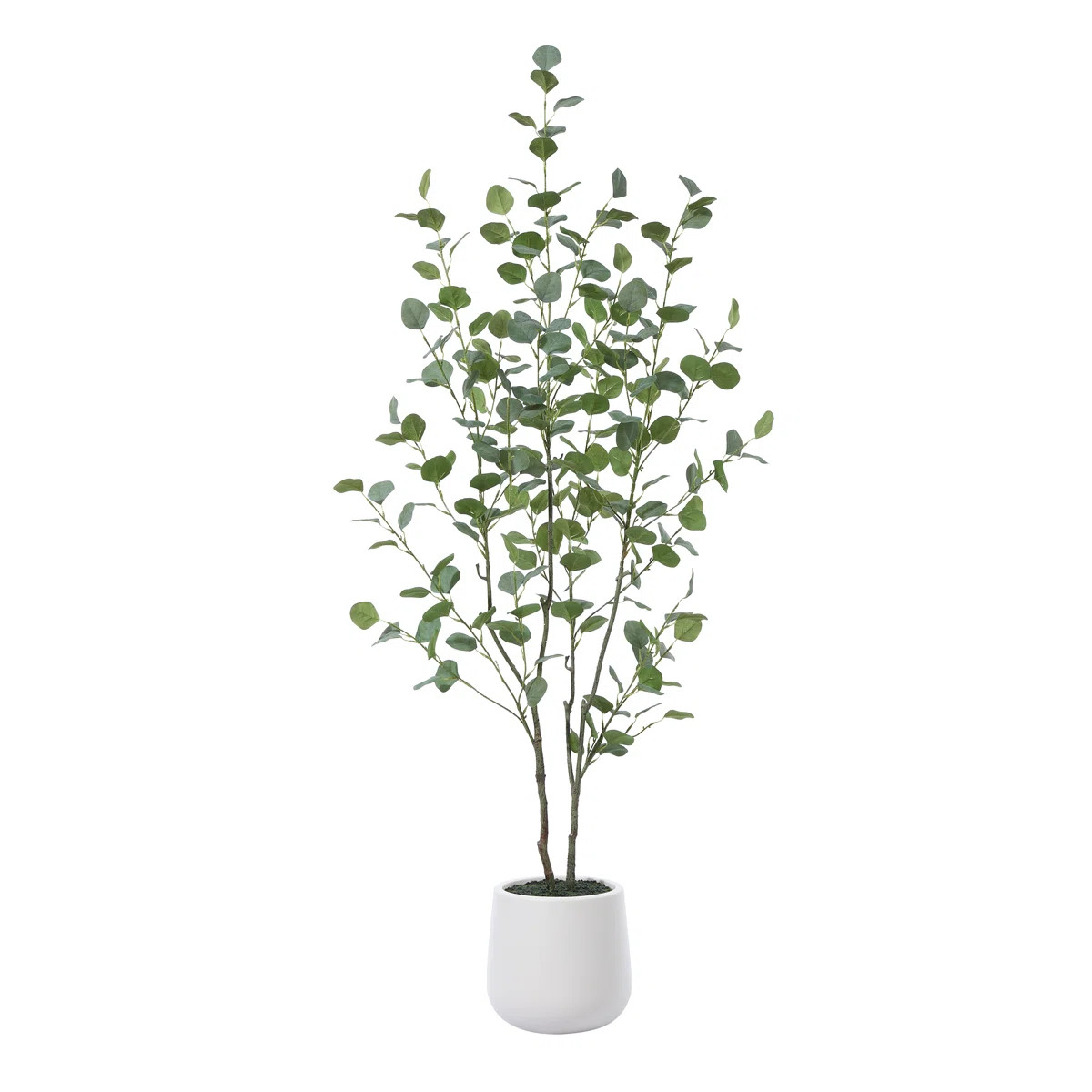 Adalia 60" Faux Eucalyptus Tree with Oval White Planter, Pre Potted Artificial Eucalyptus Plant f... | Wayfair North America
