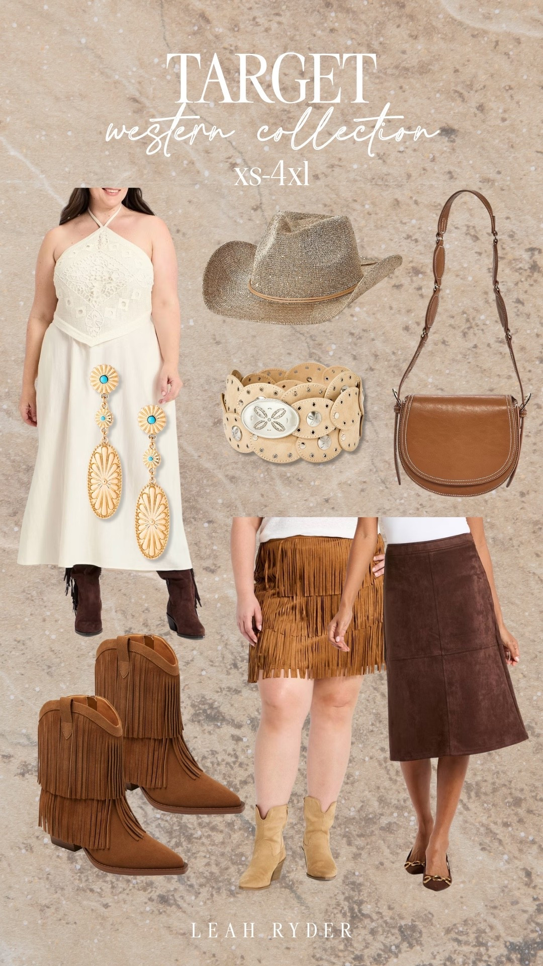 These Target western collection pieces feature fringe skirts, suede midi skirts, cowboy boots, statement belts, and western-inspired accessories in sizes XS–4X. Perfect for country concerts, rodeo outfits, Nashville trips, and fall western styling. The neutral tones, fringe details, and structured silhouettes create versatile western outfits for plus size and straight size shoppers. Affordable Target western fashion with size-inclusive options for trend-forward styling.

#LTKPlusSize #LTKSeasonal