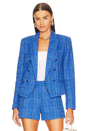 Eliza Blazer in Pink & Light Blue | Revolve Clothing (Global)