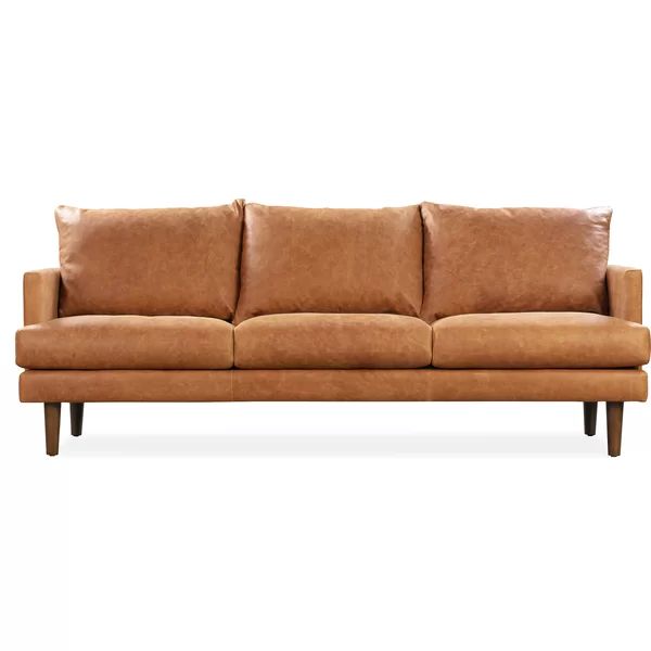Axton 88'' Genuine Leather Square Arm Sofa | Wayfair North America