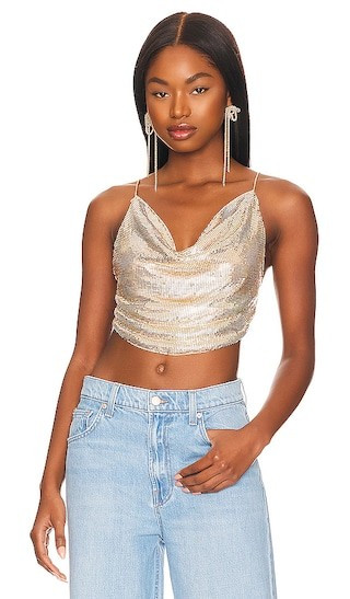 Sheena Chainmail Slip Tank in Pale Gold | Revolve Clothing (Global)