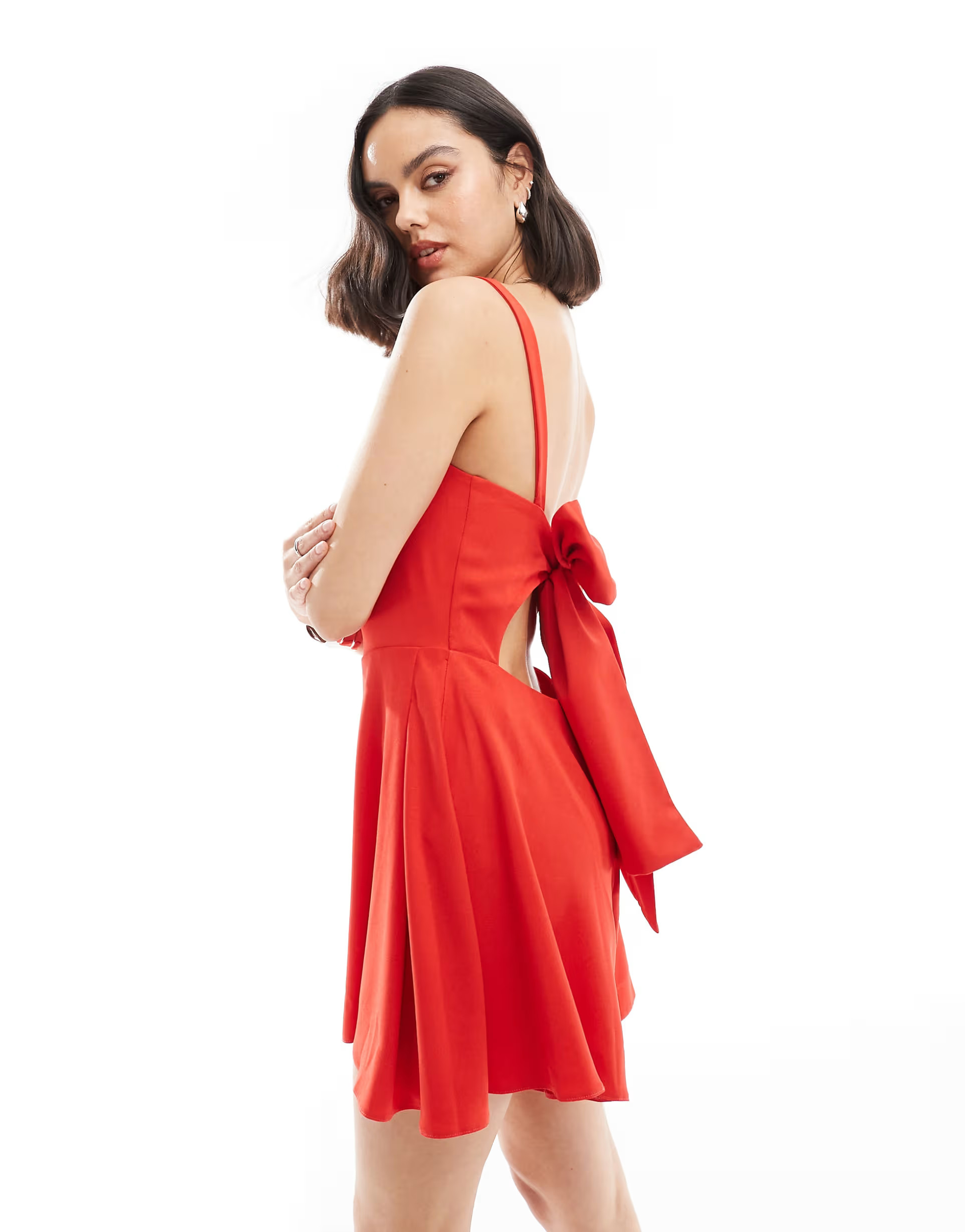 ASOS DESIGN bow back romper in red | ASOS | ASOS (Global)