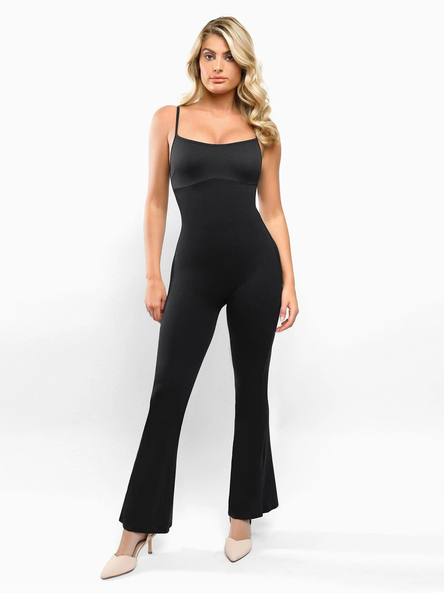 Shapewear Butt Lift Flare Leg Strappy Jumpsuit | Popilush