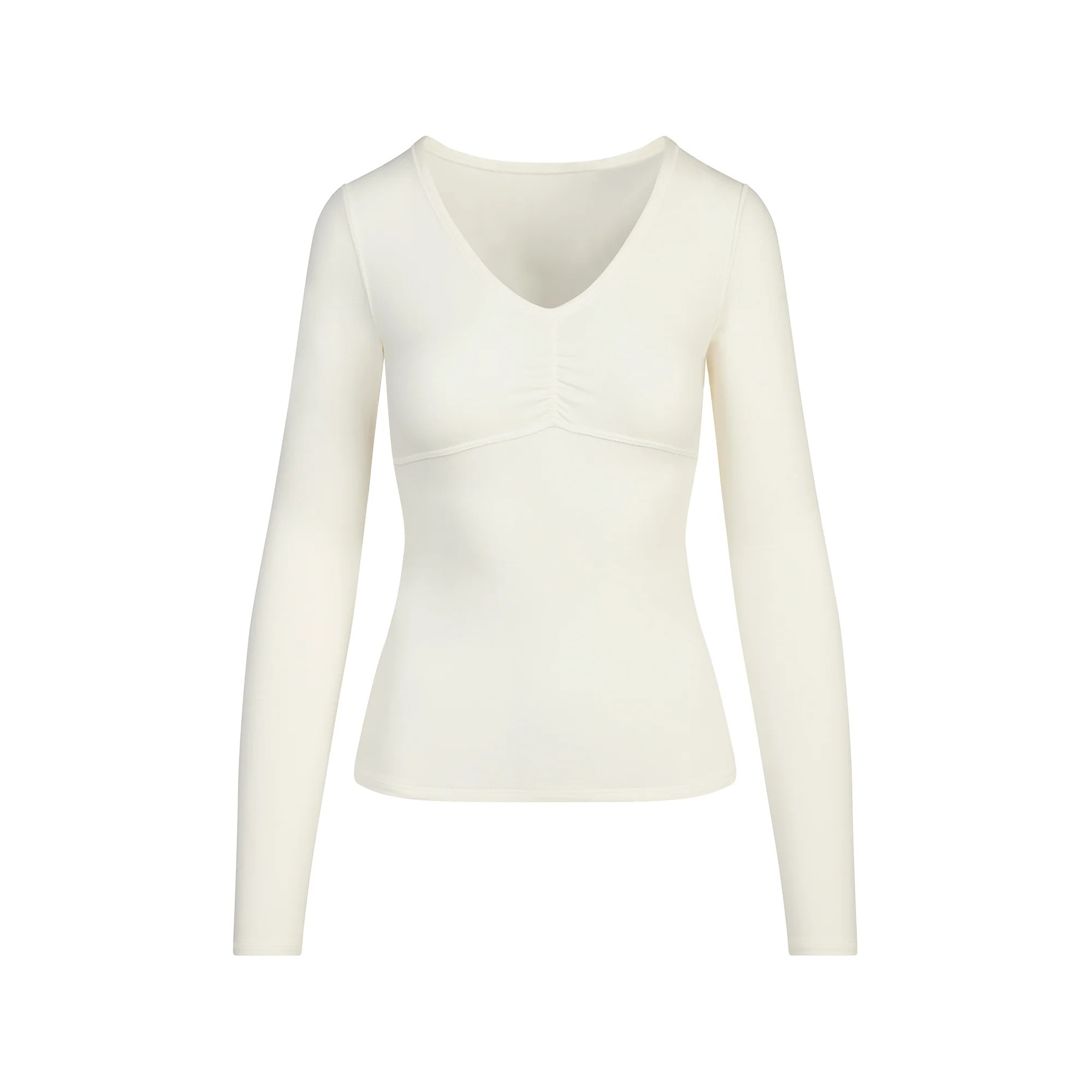 COTTON JERSEY SHIRRED BUST LONG SLEEVE | MARBLE | SKIMS | SKIMS (US)