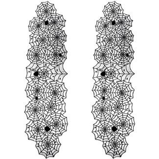 Juvale 2 Pack Black Lace Spider Web Table Runner for Halloween Party, 18 x 72 In | Target