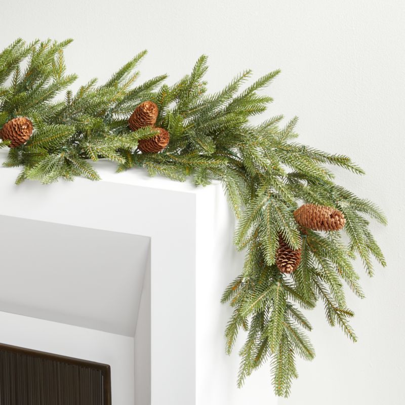 Faux Norway Spruce Pre-Lit LED Garland 6' + Reviews | Crate and Barrel | Crate & Barrel