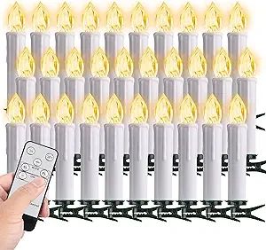 30 pcs Christmas Tree Candle Lights with Remote Timer and Clips, 4'' Short Floating Candles can b... | Amazon (US)