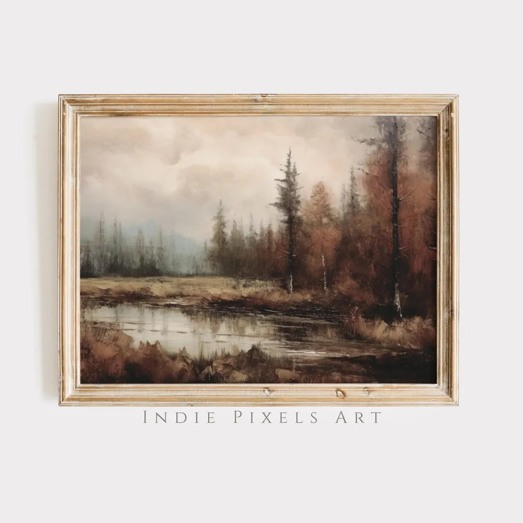 Vintage Autumn Landscape Painting, Moody Fall Wall Art (Digital Print) | Etsy (US)
