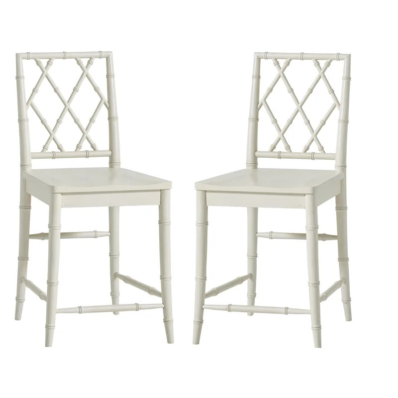 Universal Furniture Bamboo Carved X-Back 24" Counter Stool in White (Set of 2) | Walmart (US)