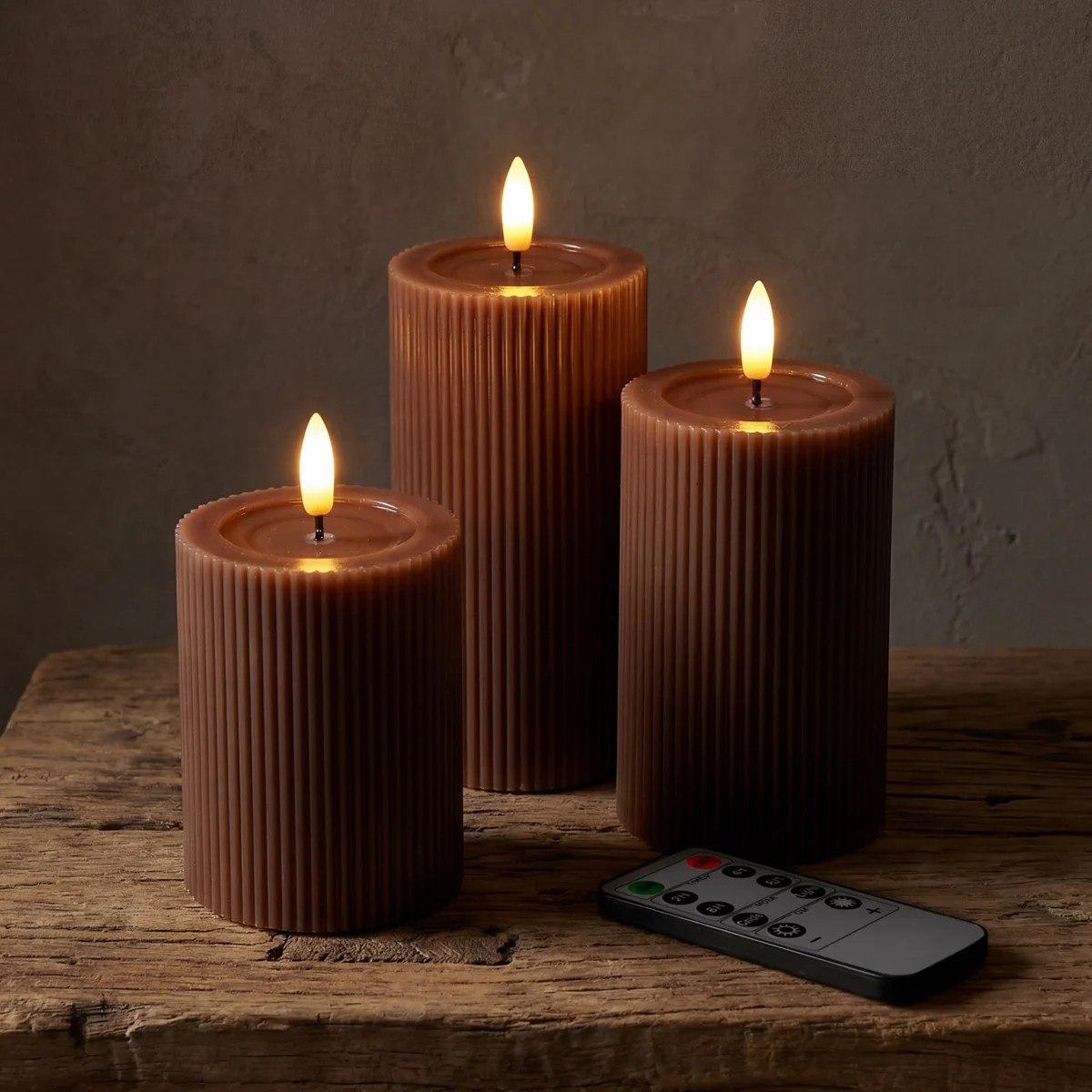 Fluted Ribbed LED Pillar Candles, with Reflective Melted-Wax Effect – Flickering Flame, Remote,... | Wayfair North America