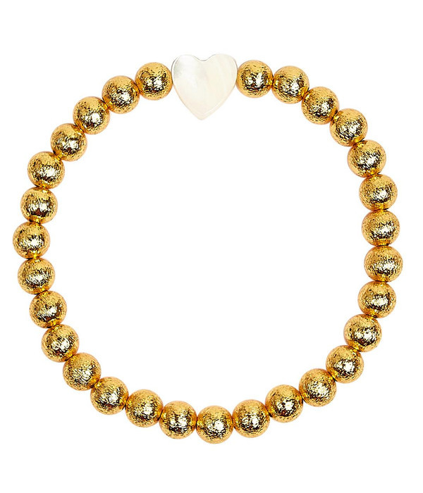 Georgia 6mm Gold Beads and Single Heart - Bracelet | Lisi Lerch Inc