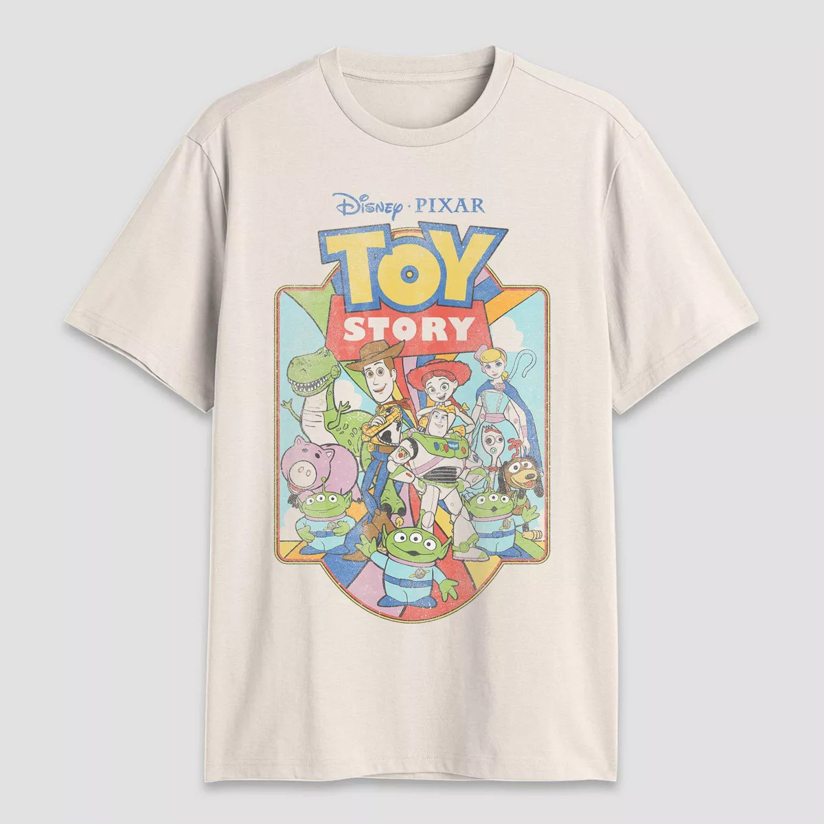 Men's Disney Toy Story Short Sleeve Graphic T-Shirt - Light Beige M | Target