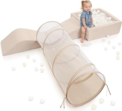 Fun Climbing Toy Set for Toddlers Aged 1-3 - Incl. Crawl Through Tunnel, Large Ball Pit & Climbin... | Amazon (US)