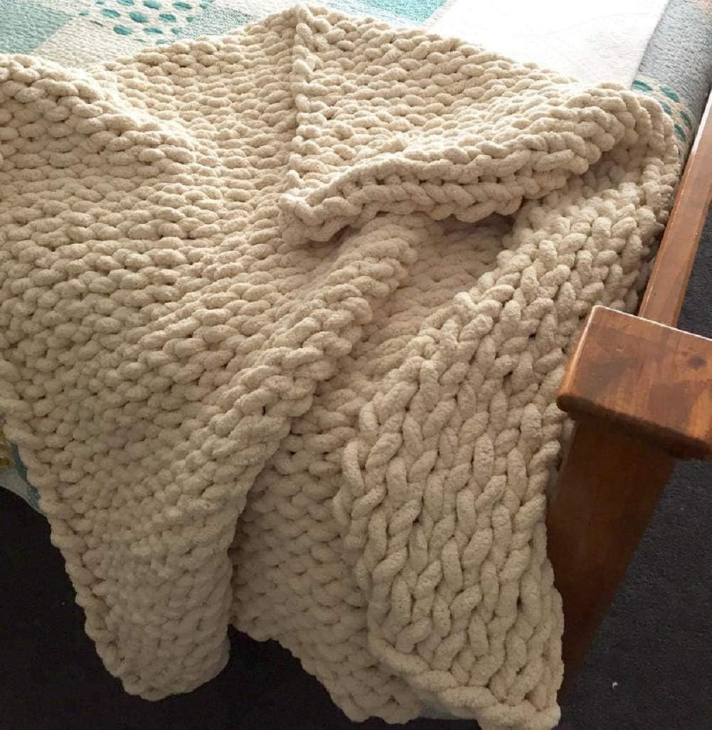 VIYEAR Knit Throw Jumbo Chenille Blanket for Cuddling up in Bed, Chunky Chenille Yarn Arm Knit Bl... | Amazon (US)