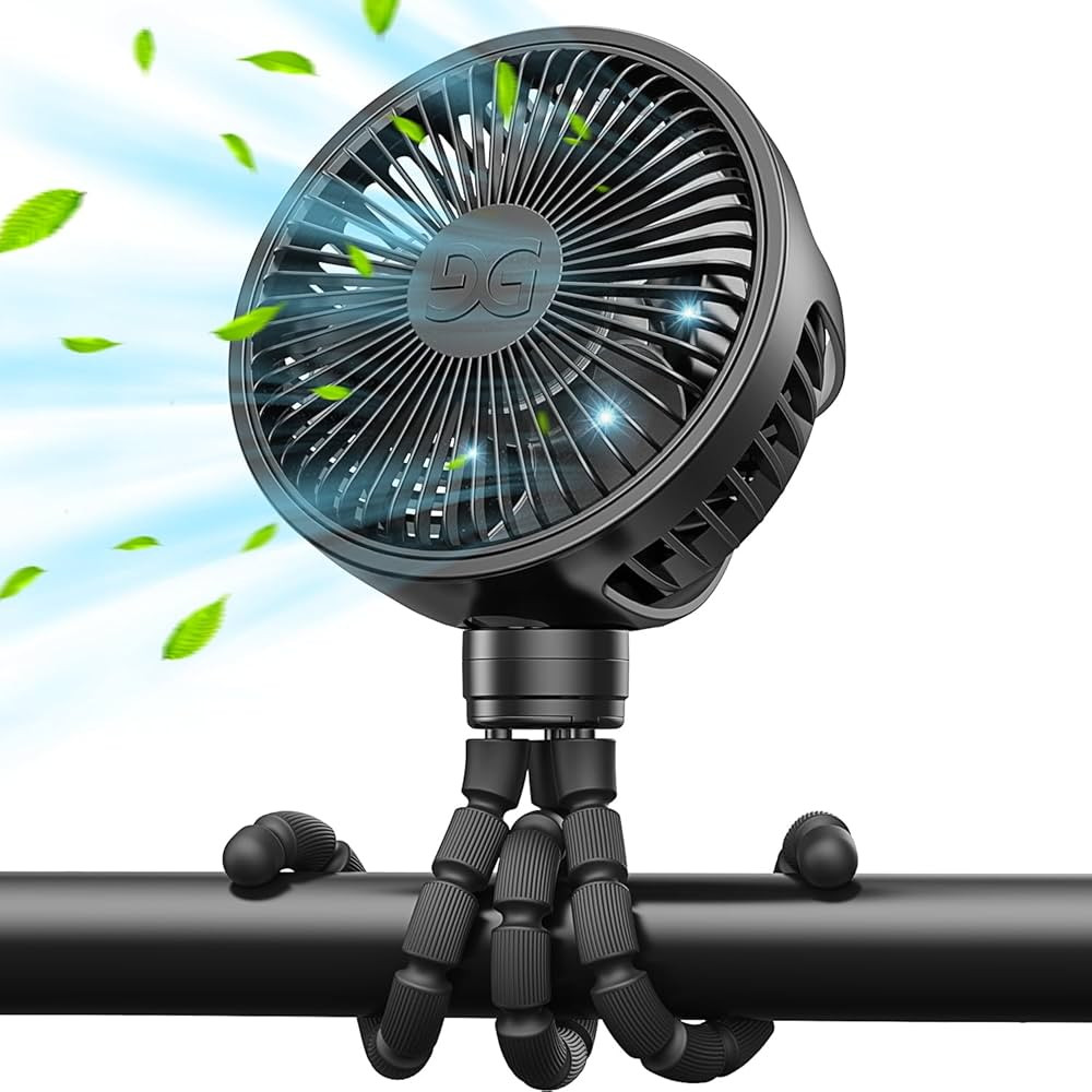 GUSGU Stroller Fan Clip on for Baby, Flexible Tripod & Rechargeable Battery, Small Personal Fan, ... | Amazon (US)