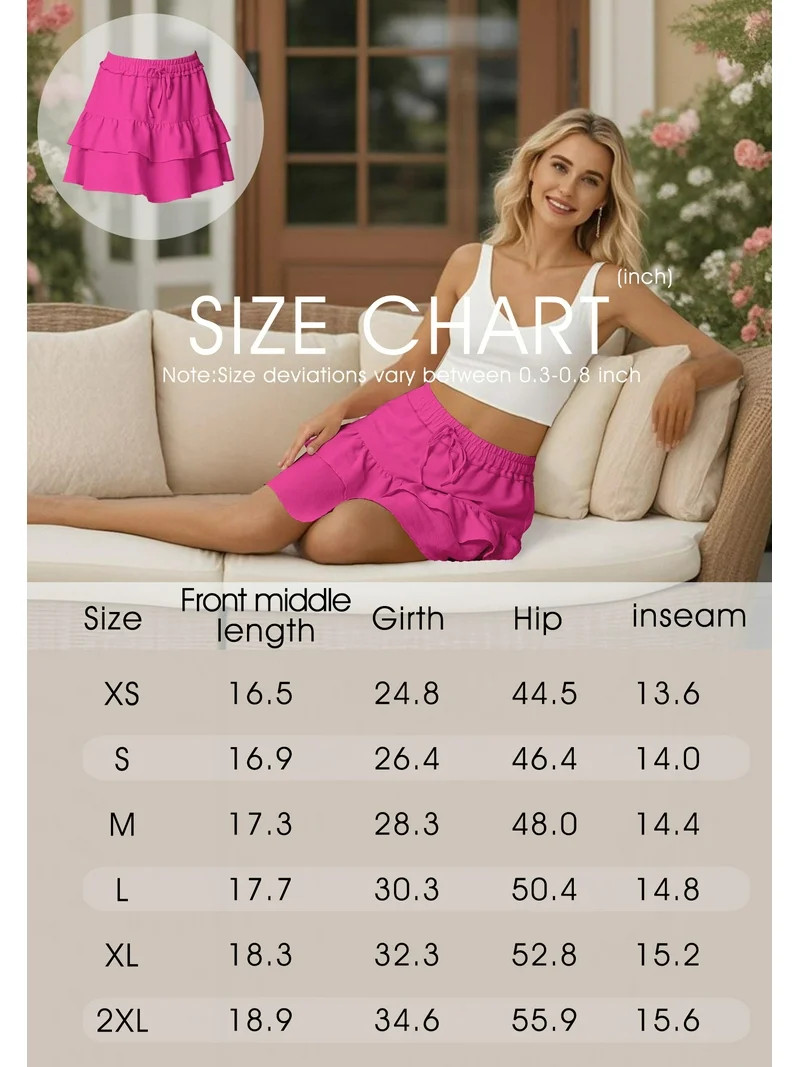 JWD Skorts for Women Ruffled Tiered Skirts High Waist Mini Flowy Skirts Tennis Golf Comfy Shorts ... | Walmart (US)