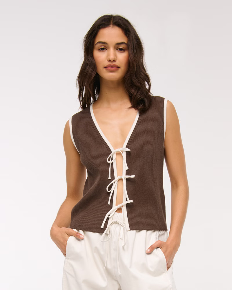 Tie-Front V-Neck Sweater Vest | Abercrombie & Fitch (US)