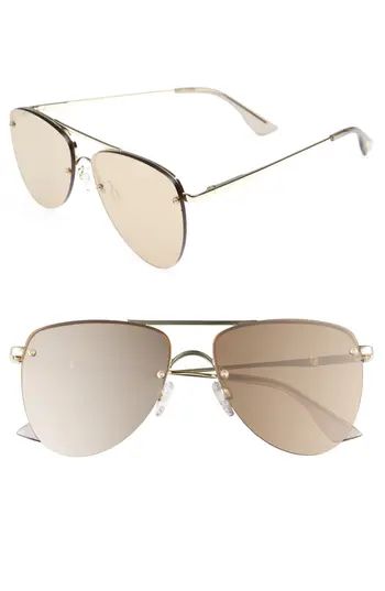 Women's Le Specs The Prince 59Mm Mirrored Rimless Aviator Sunglasses - Light Gold | Nordstrom
