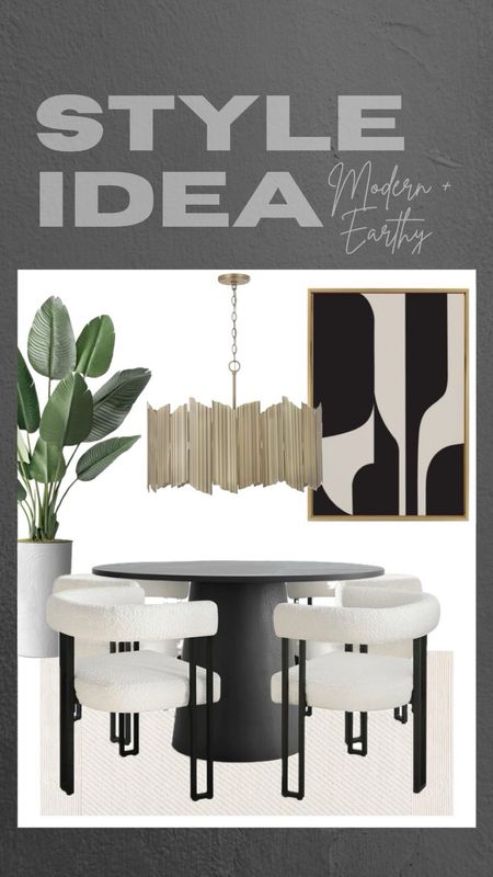 Dining room decor, dining table, dining set, dining chairs, modern chandelier, abstract wall art, area rug, faux plant, modern glam stylee

#LTKhome #LTKstyletip