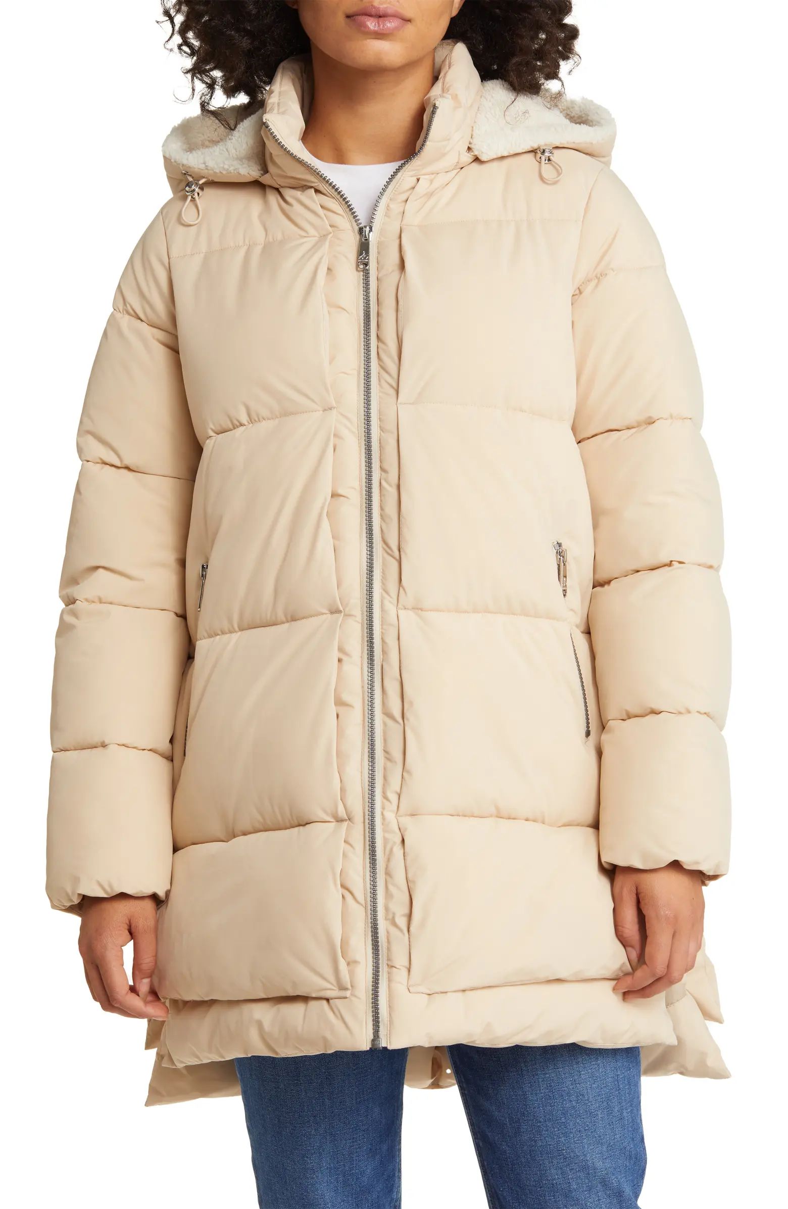 Sam Edelman Puffer Jacket with Removable Faux Shearling Trim | Nordstrom | Nordstrom