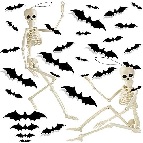 Halloween Skeleton Decorations, 2PCS 15" Full Body Skeleton Posable Joints Poseable Skeleton with... | Amazon (US)
