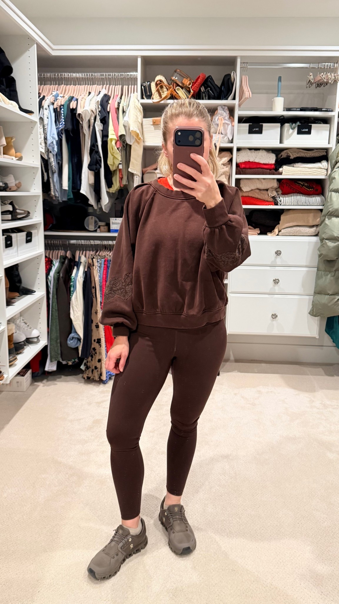 Still cool + rainy here, so I’m sticking with indoor walks for now… but I’m so ready for sunshine and outdoor miles. Anyone else counting down warmer days? ☀️

Today’s comfy combo: Varley leggings, Loft sweatshirt, Calia top, Natori sports bra, and my On Cloud 6s on repeat. Proof that even gloomy days deserve a cute athleisure moment 

#LTKActive #LTKfitnessgoals #LTKmorningroutine