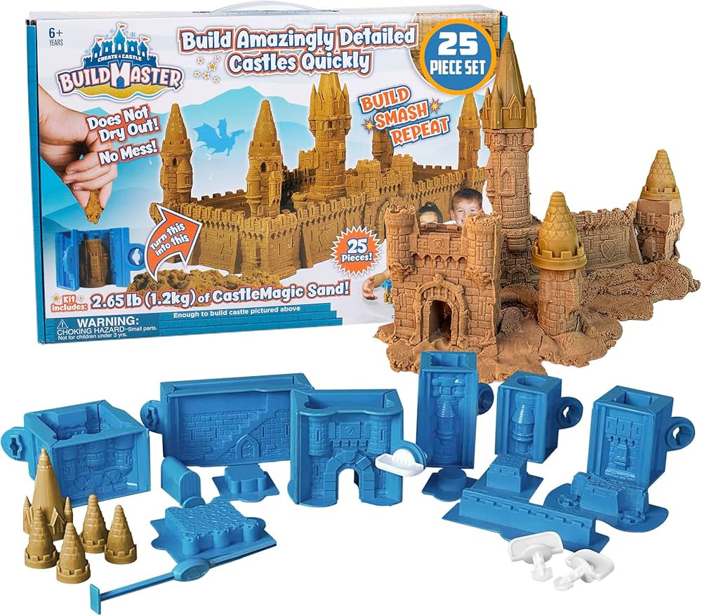 Create A Castle Indoor Sandcastle Play Sand Kit, 2.65 lbs Sensory Play Sand, BuildMaster Reusable... | Amazon (US)
