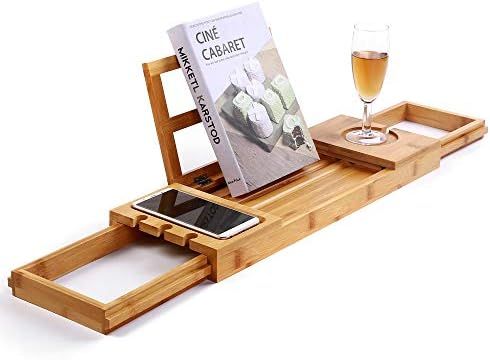 Utoplike Bathtub Caddy Tray, Bamboo Bath tub Tray with Adjustable Arms, Bath Table Holds Books/Ta... | Amazon (CA)