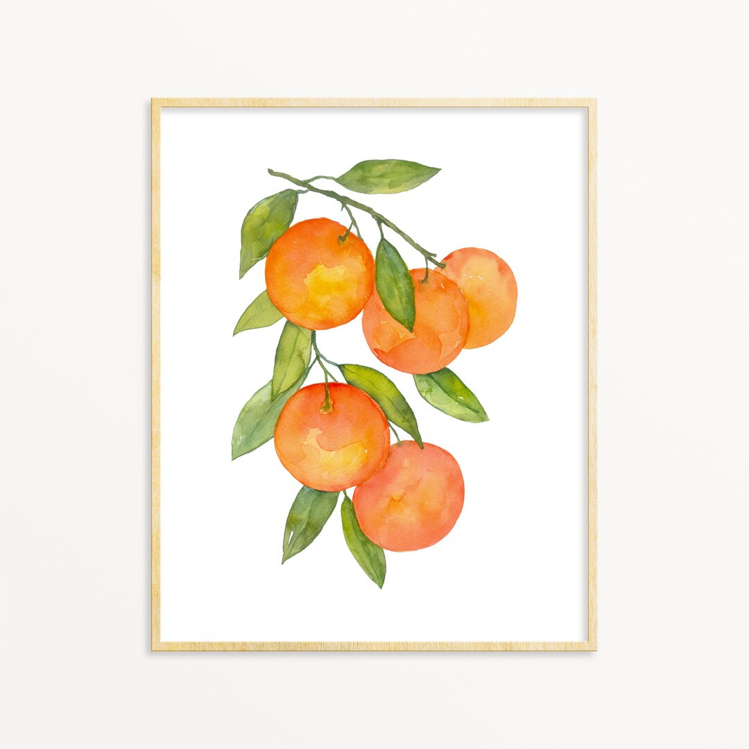 Watercolor Orange Print Fruit Kitchen Art Printable Citrus - Etsy | Etsy (US)