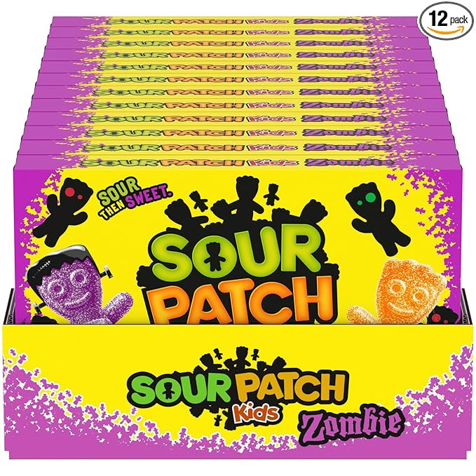 SOUR PATCH KIDS Zombie Orange & Purple Soft & Chewy Halloween Candy, 12 - 3.5 oz Trick or Treat B... | Amazon (US)