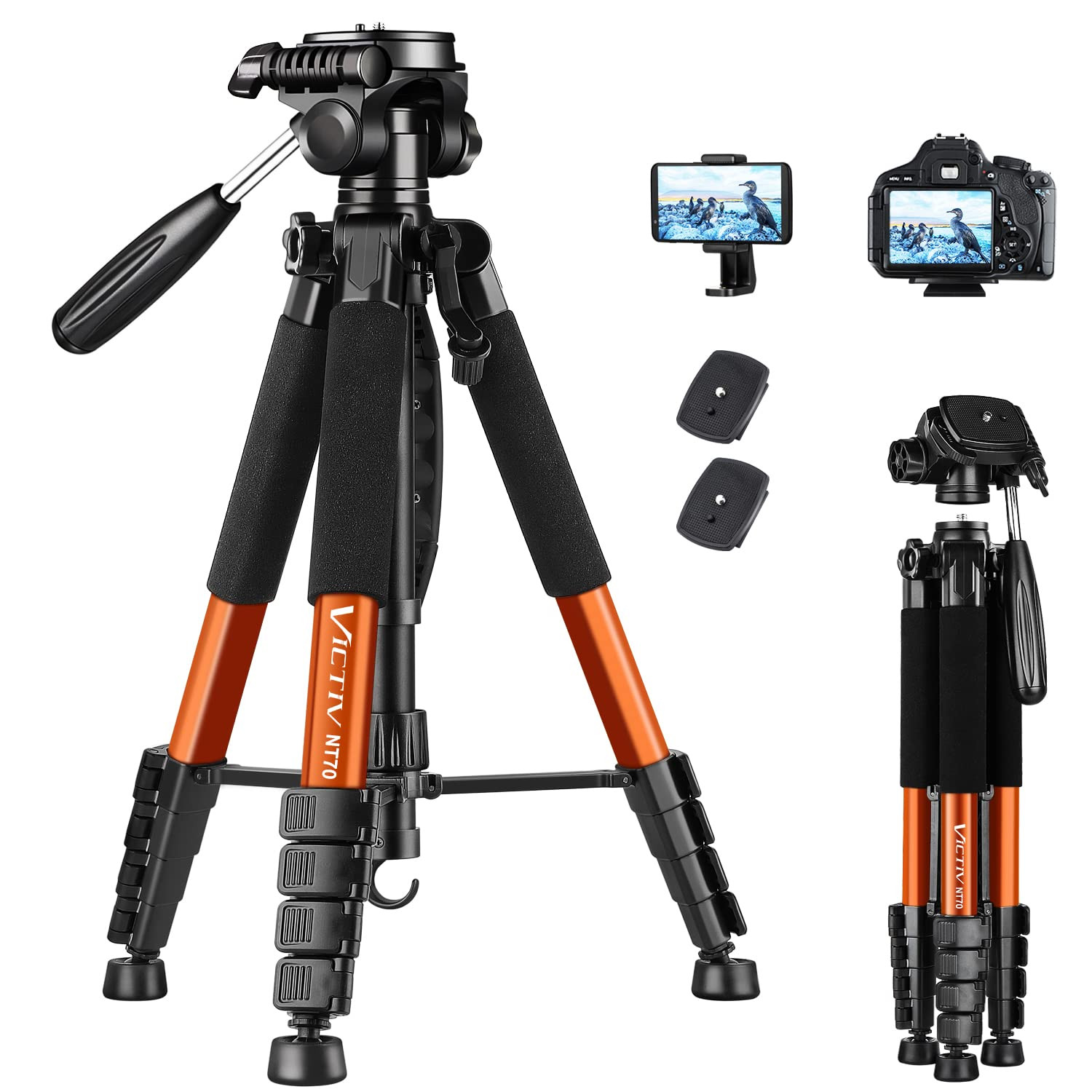 Victiv Tripod for Camera 72inch, Lightweight Aluminum Tripod for Travel, Phone Tripod with 3-way ... | Amazon (UK)