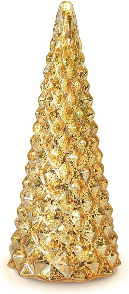 Amazon.com: Glasburg Lighted Mercury Glass Christmas Tree Figurine with Timer Battery Operated fo... | Amazon (US)
