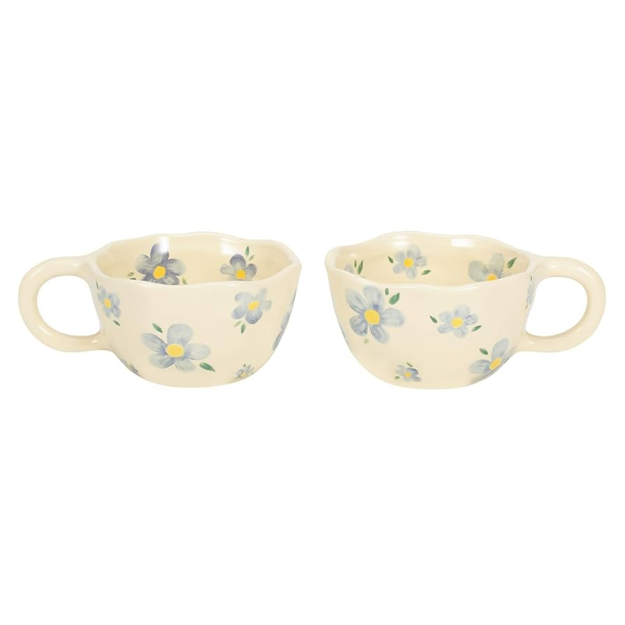 Koythin 2-Pieces Ceramic Coffee Mugs, Creative Cute Flower Cup for Office and Home, 8.5 oz/250 ml... | Amazon (US)