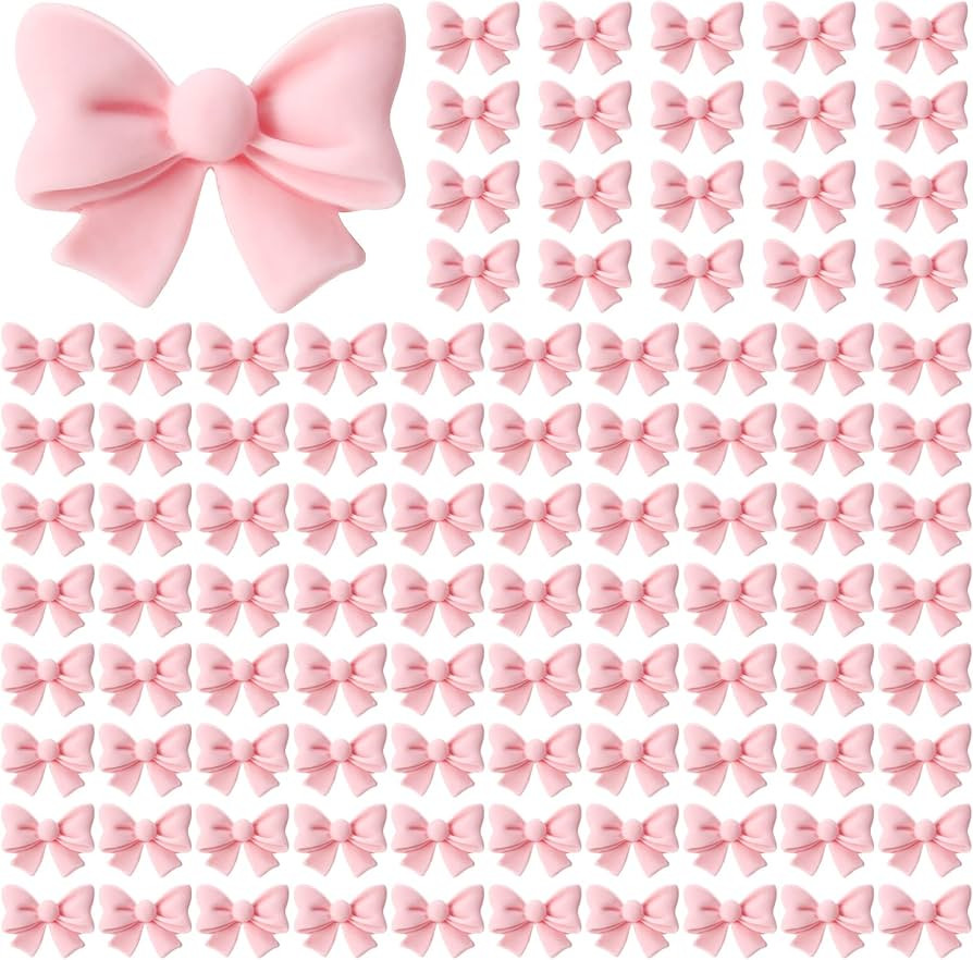 100 Pcs Pink Bowknot Cupcake Toppers Glitter Pink Bow Cake Picks Bridal Engagement Wedding Prince... | Amazon (US)
