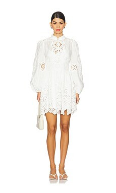 Zimmermann Acacia Broderie Mini Dress in Ivory from Revolve.com | Revolve Clothing (Global)