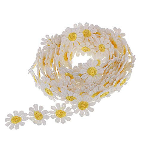 SaiDian 3 Yards Lace Embroidered Trim Ribbons Daisy Sun Flower Type Decorating for Dress Hair Accessories Wedding Party Decor Sewing and Art Craft Projects | Amazon (US)