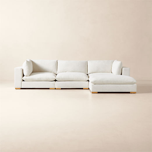 Deseo 4-Piece Modular L-Shaped White Performance Fabric Sectional Sofa | CB2 | CB2